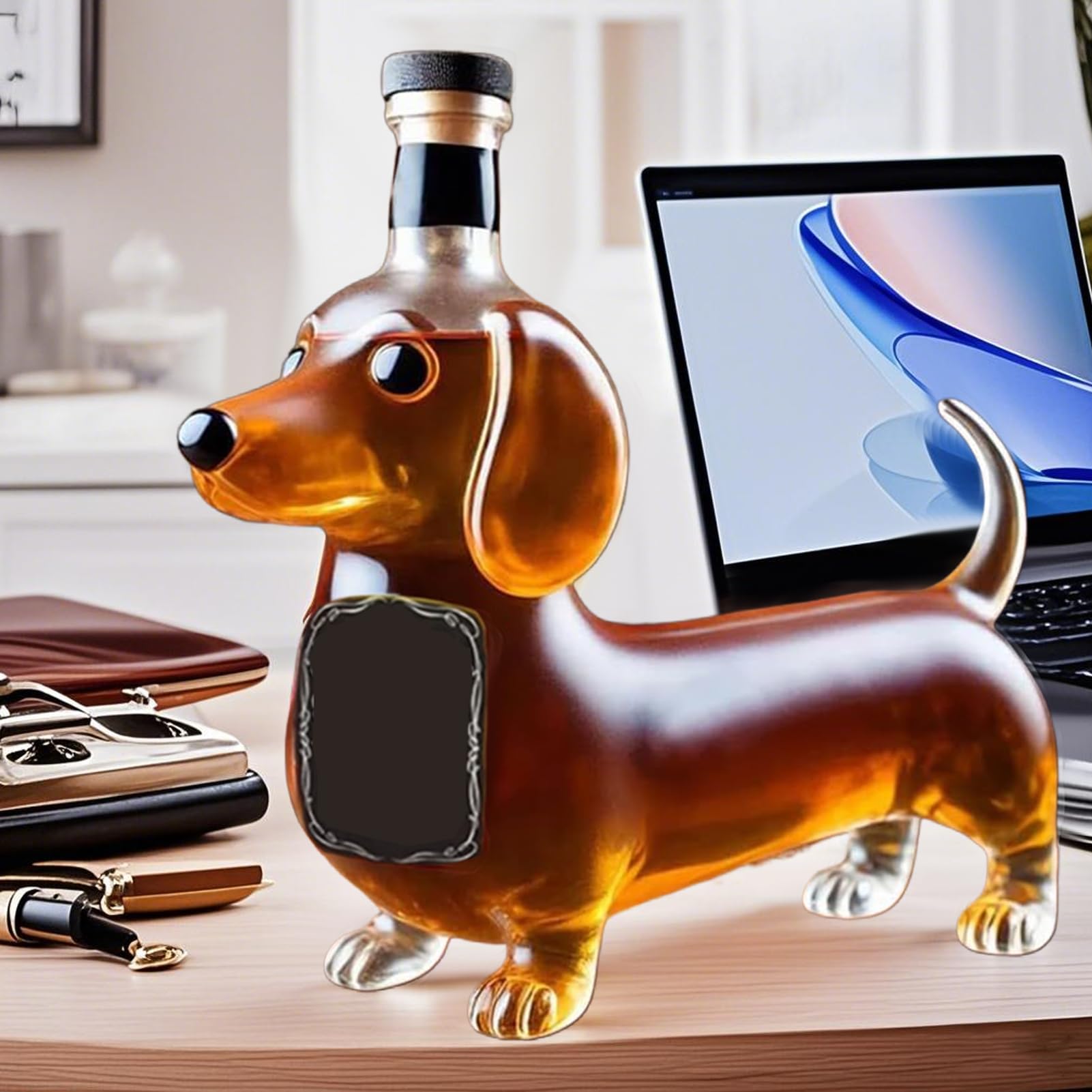 Amazon.co.jp: 犬用ウイスキーボトル、面白いガラスダックスフント像